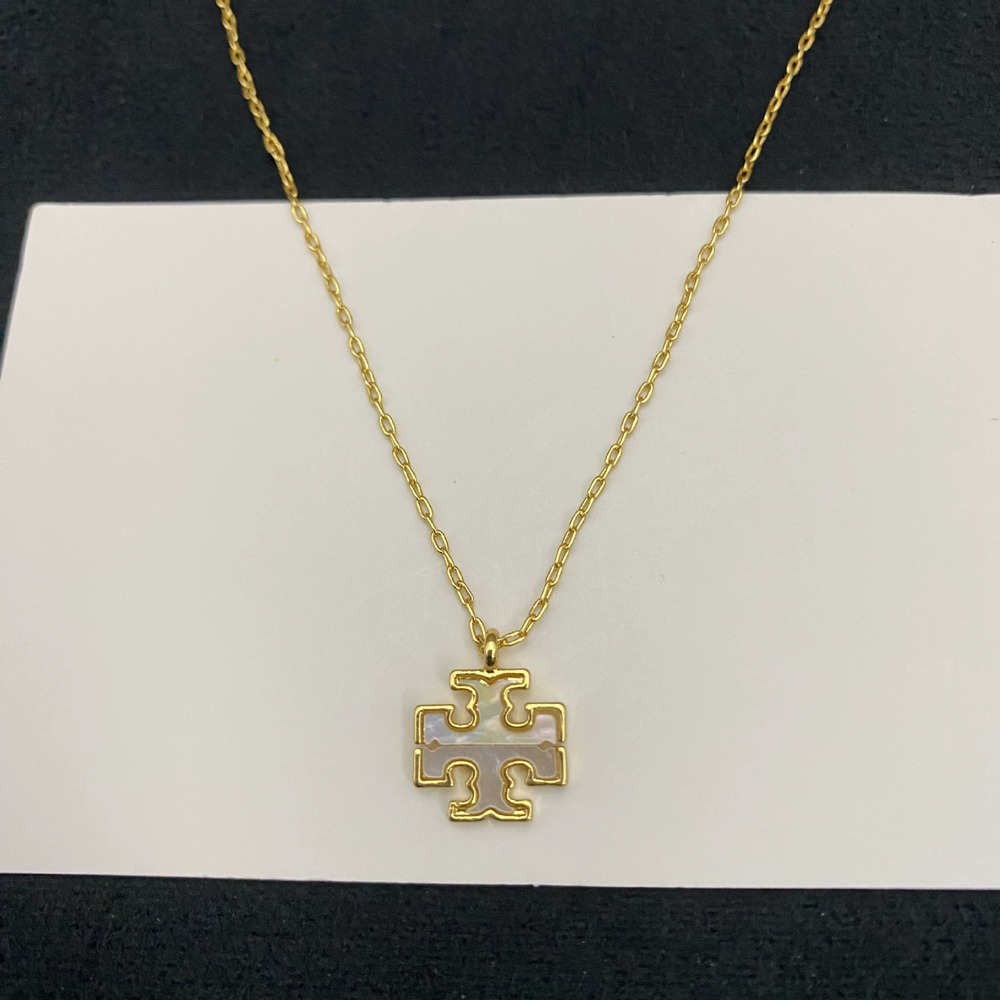 Tory Burch Letter Shell Pendant Necklace